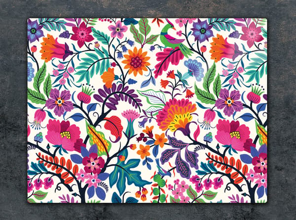 SKÄRBRÄDA I GLAS 52x40 BLOMMOR