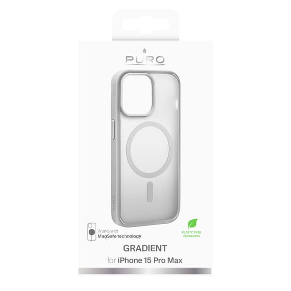 Silikonskal till iPhone 15 Pro Max Gradient MagSafe – silver