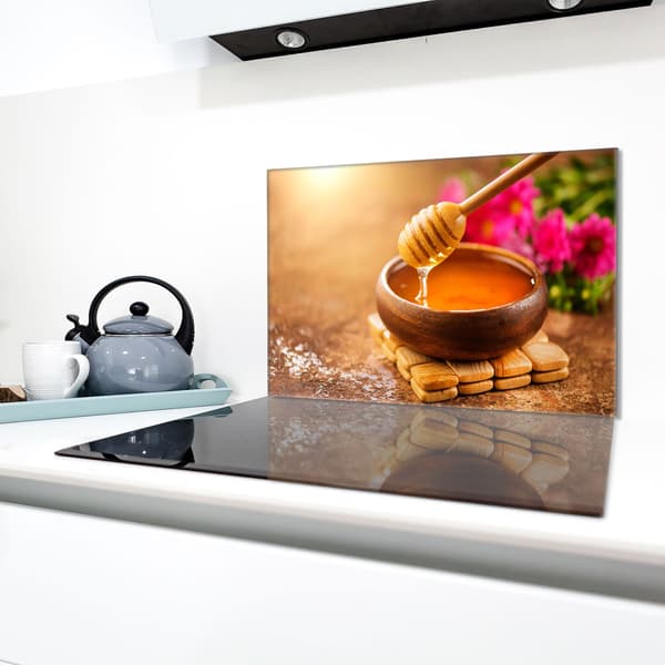 Glasbeskyttelsesplade til komfur 80x52 Honning