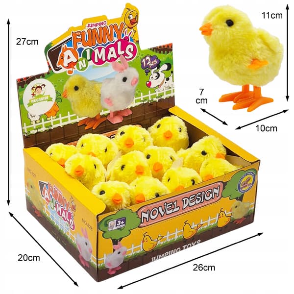 12-delars hopprande kyckling gul 10 cm