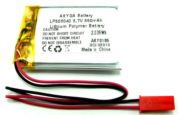 BATTERI Li-Poly 550mAh 3,7V JST-2-ben