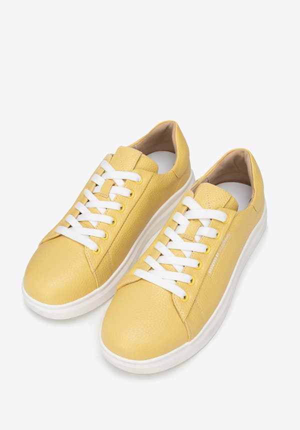 Wittchen dame klassiske gule platformsneakers, naturlæder