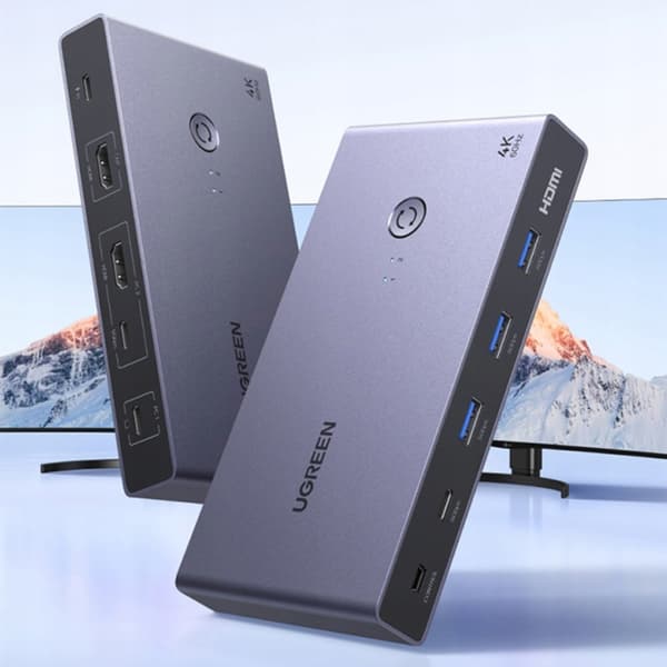2 Computer 1 Skærm KVM Switch USB-C HDMI 4K 60Hz - Grå
