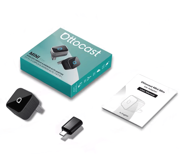Langaton adapteri Ottocast Mini Cube CarPlay / Android Auto musta
