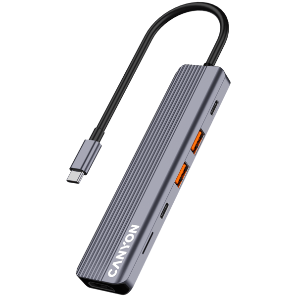 CANYON HUB DS-17 6-in-1 4k USB-C harmaa