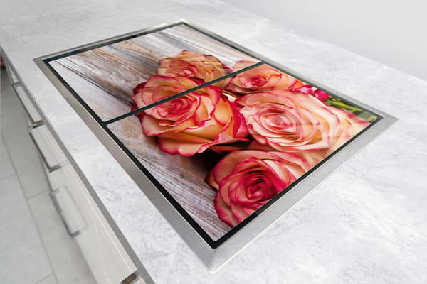 GLASSKYDDSPLÅT FÖR SPIS 70x52 ROSE
