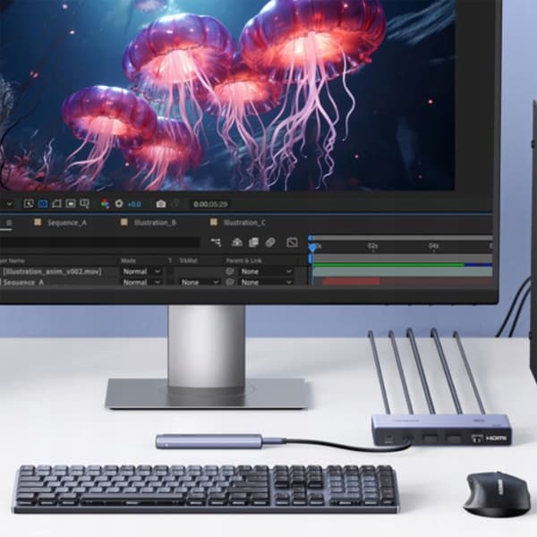 2 Computer 1 Skærm KVM Switch USB-C HDMI 4K 60Hz - Grå
