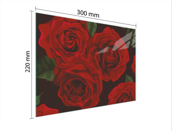 GLAS SKÆREBRÆT 30x22 ROSER