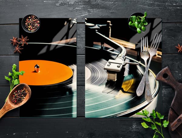 Skyddsplatta för spis i glas 70x52 vinyl
