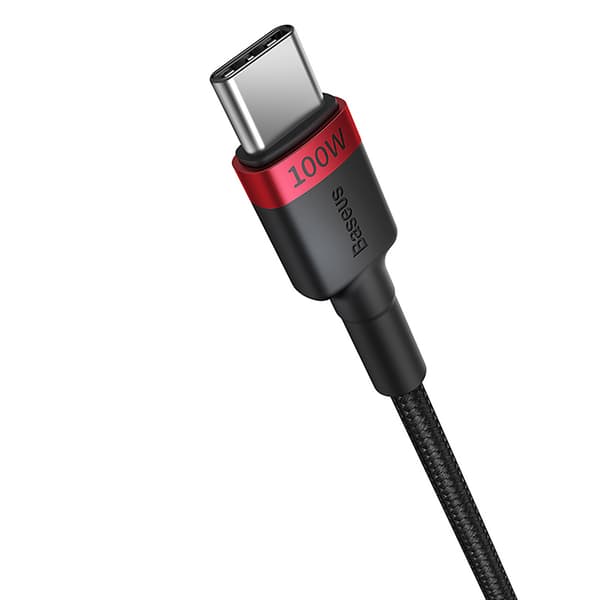 2x Cafule USB-C - USB-C 100W 1m -kaapeli - punamusta ja mustaharmaa