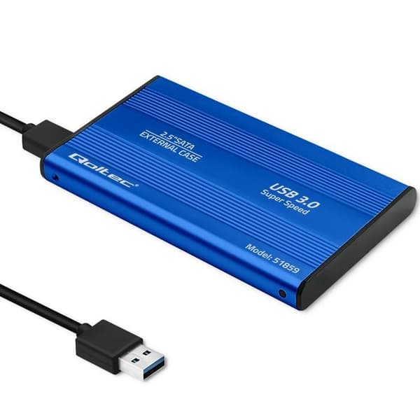 Qoltec HDD/SSD-kabinet 2,5" SATA3 | USB 3.0 | Blå