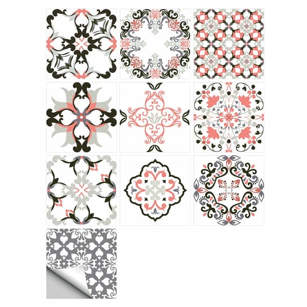 Selvklæbende PVC-fliser med patchwork-paneler, sæt med 10 tapeter 20x20cm zm-06-026
