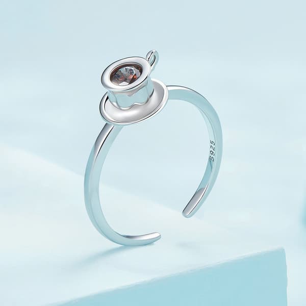 Anillo de Plata Ajustable Café Plata 925
