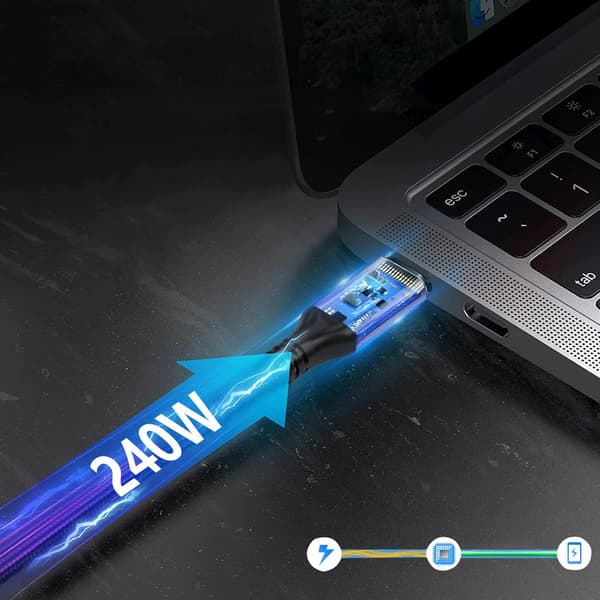 Thunderbolt 4 USB-C-kabel 240W 4K 1,5m - Sort