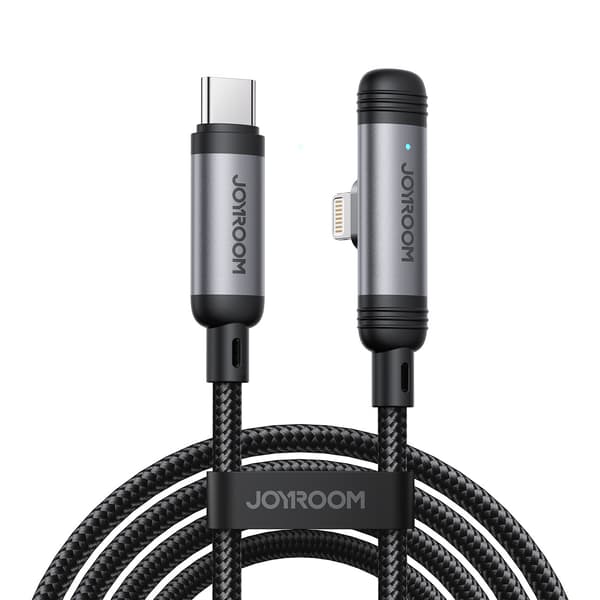Vinklet USB-C-kabel - iPhone Lightning 30W 1,2m - Sort