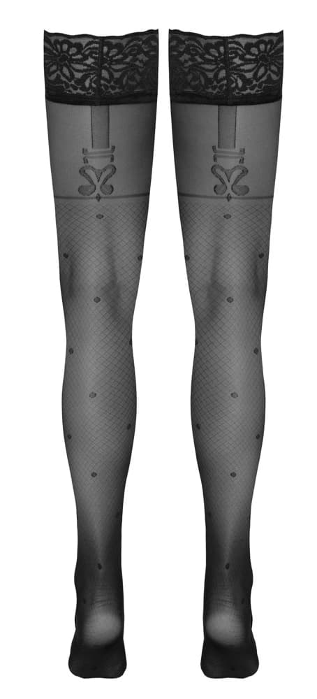 Cottelli LEGWEAR Sorte Prikkede Strømper med Seler 3