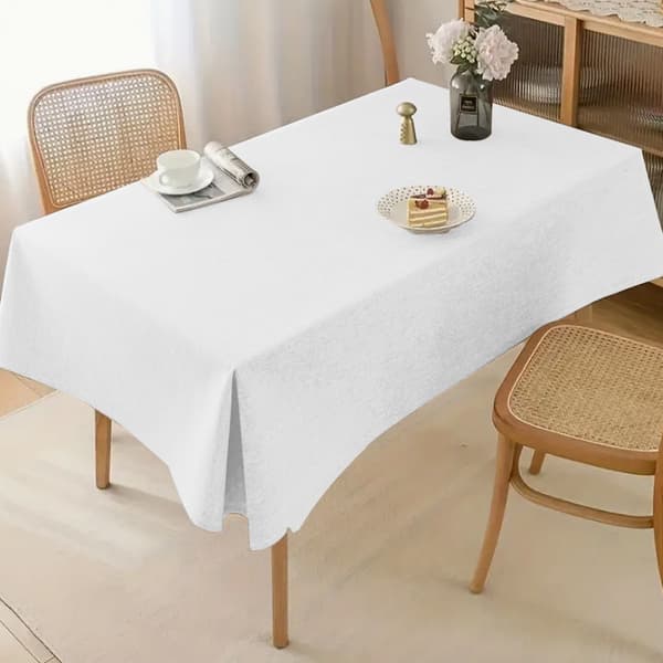 Vit linnebordsduk för bord 140x240cm elegant boho