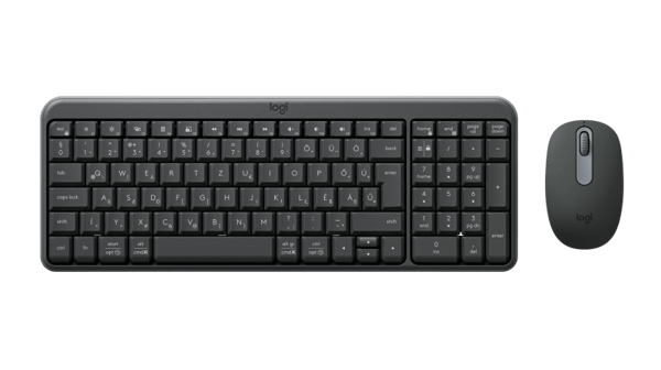 Logitech MK250 Compact Combo Trådlöst Tangentbord + Mus, Bluetooth, US Int, Grafitgrå