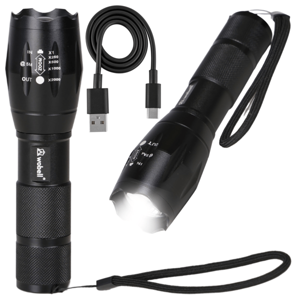 CREE ZOOM XML T6 LED -taktinen taskulamppu, vedenpitävä