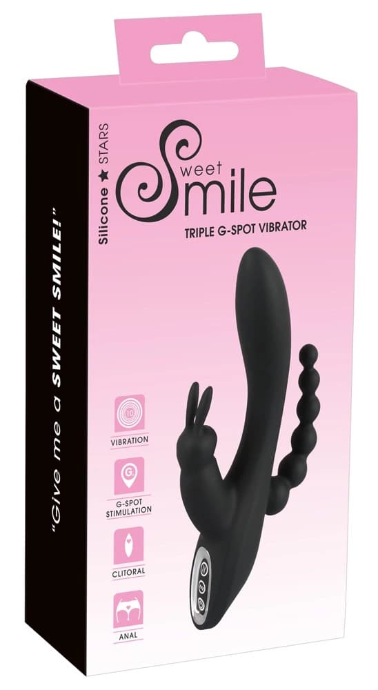 Sweet Smile Triple Vibrator med klitoris- og anusstimulation