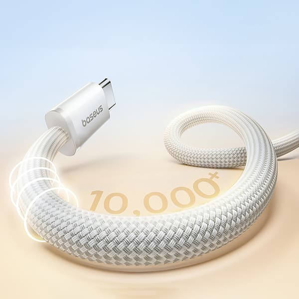 USB-C 100W 1m flätad magnetisk kabel - vit