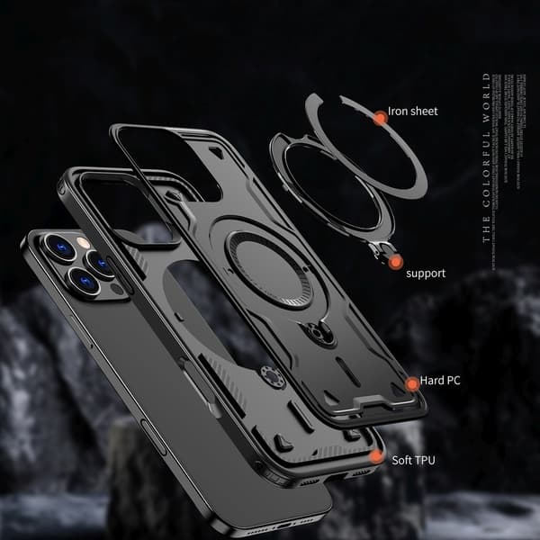 iPhone 16 Pro Hybrid Armor Trendy MagSafe-etui - Sort