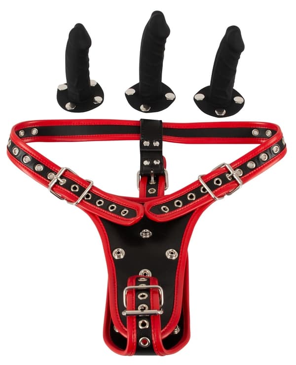 Bad Kitty StrapOn-sele med 3 dildos SM
