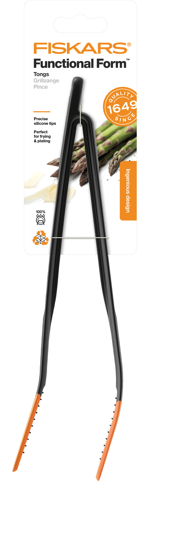 Fiskars Functional Form køkkentang til steging og servering med pincetgreb