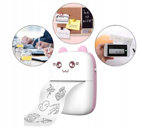 Drukœ mini termisk printer lyserød instant kamera papirruller XL