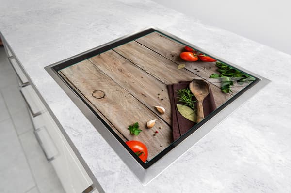 GLASBESKYTTELSESPLADE TIL KOMFUR 50x52 TRÆ