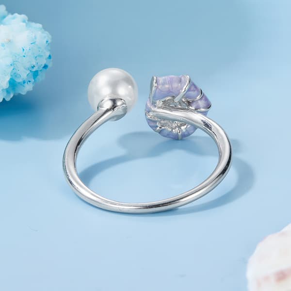 Anillo de Plata Anillo Ajustable Concha Perla Plata 925 Trusky