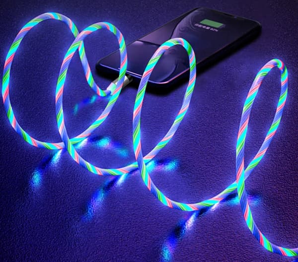 MAGNETISK LED-KABEL FÖR IPHONE MICRO USB TYP-C 200 cm kb31_MULTIKOLOR