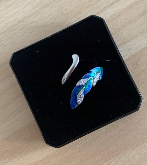 Anillo de Plata con Circonita Pluma Plata 925