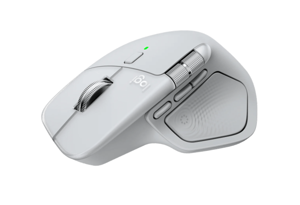 Logitech MX Master 4 för MAC trådlös mus RF trådlös + Bluetooth, 8000 DPI, vit silver