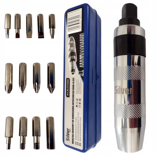 Slagskruvmejsel och hammare, 14 delar, SilverTools S10880