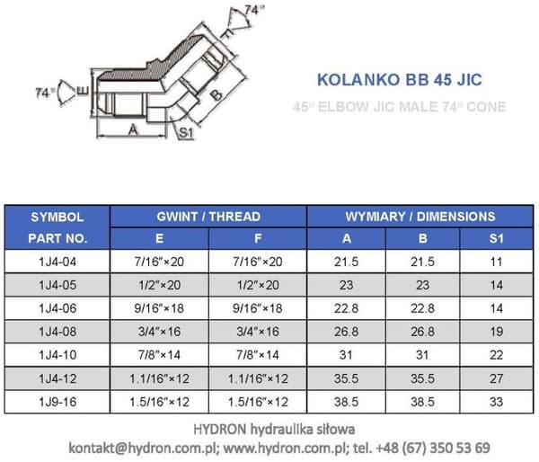 AB-albue 45° JIC 3/4 JIC (DKJ/AGJ)