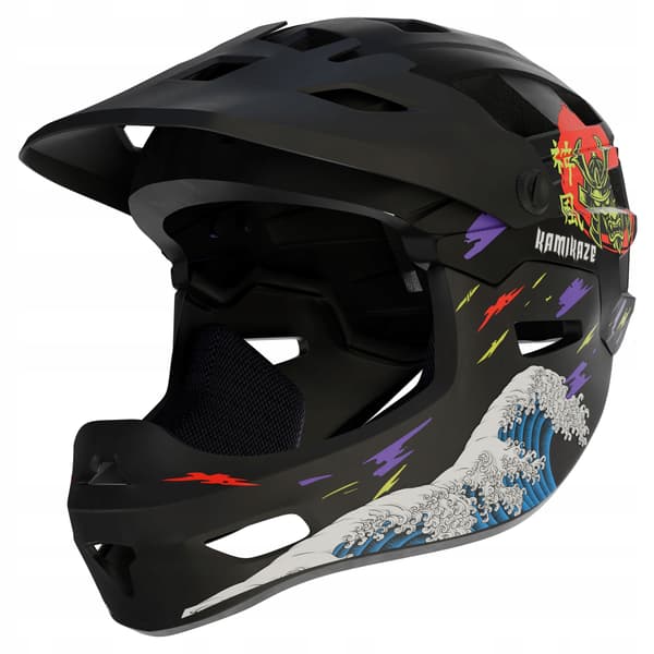 Kamikaze Ronin Wave Integralhjelm Sort - Størrelse S