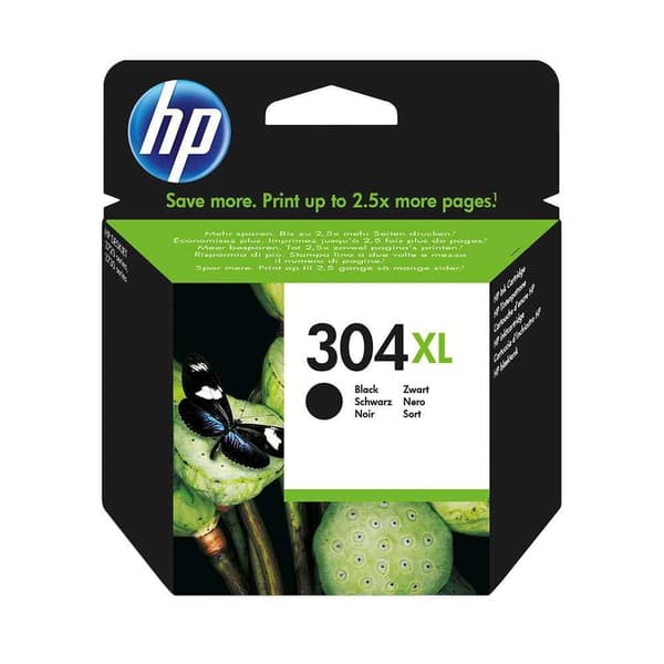 HP 304XL sort blæk