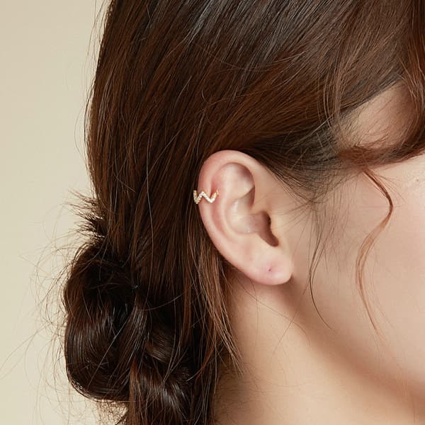 Pendiente de Oro Ear Cuff Pendiente Circonitas Plata 925