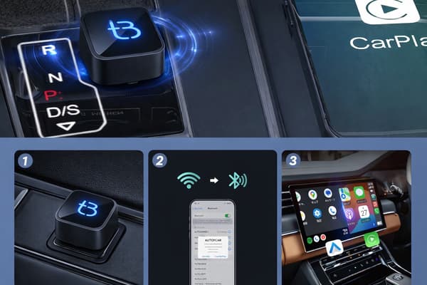 Tradebit TB CUBE USB-C trådlös CarPlay och Android Auto adapter svart