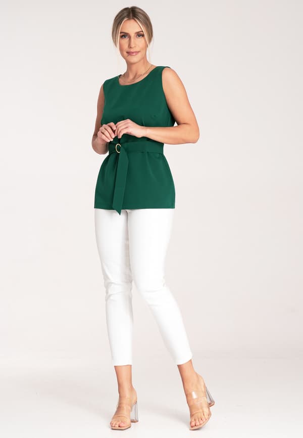 Elegant damebluse - Off-shoulder bluse - grøn bluse M1071 størrelse M