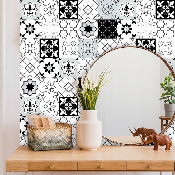 Selvklæbende PVC-fliser med patchwork-paneler, sæt med 10 tapeter 20x20cm zm-06-005