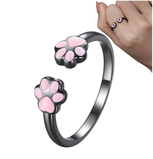 Justerbar Silverring Katttassar Silver 925