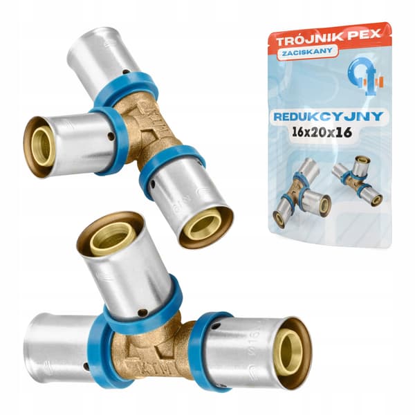 PEX T-stykke 16x20x16 presset reducerende lukket