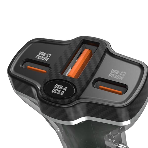 R78 78W USB-C PD / 2xUSB-A QC Biloplader - Sort