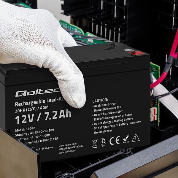 Qoltec 12 V AGM-akku | 7,2 Ah