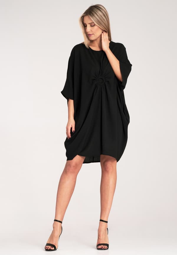 M1127 elegant oversized kjole - løs elegant kjole - sort