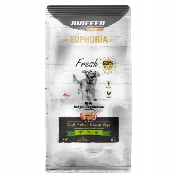 BIOFEED Euphoria torrfoder för hundar 12 kg kalkon och lamm