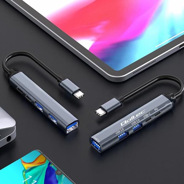 Qoltec hub USB-C 3.1 5-i-1 adapter | USB-C PD | USB-C | 2x USB 2.0 | USB 3.0