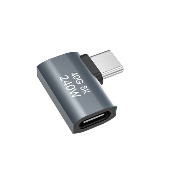 Sidevinklet USB-C adapter 40Gb/s 240W 8K OTG - grå